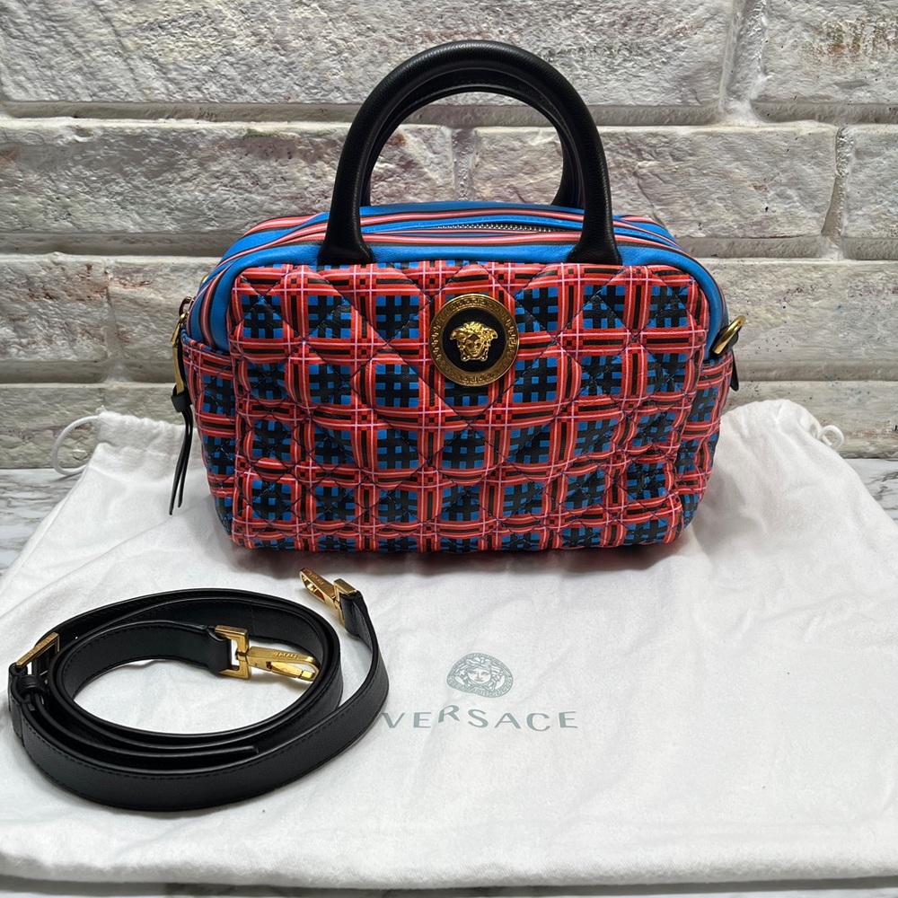 Versace Quilted Leather 2 Way Crossbody Handbag. NWOT.